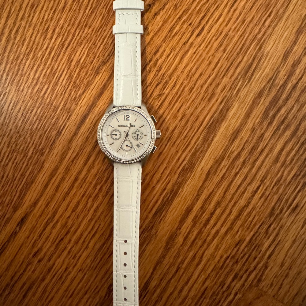 Michael Kors White Leather Chronograph Watch